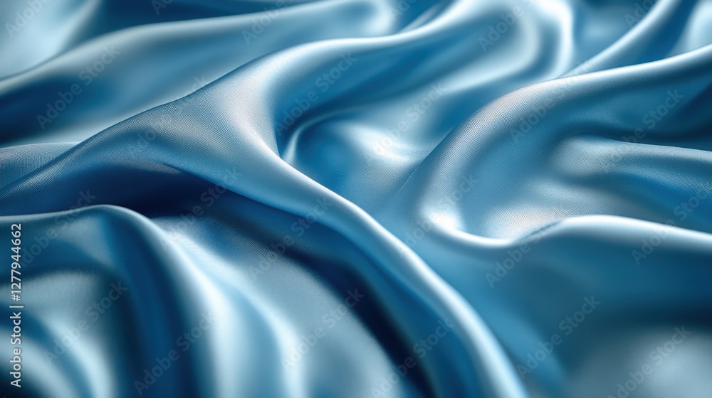 Aufkleber captivating close up of flowing sky blue satin fabric creating soft waves and elegant folds for luxu