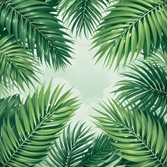 Vector green tropical background with palm leaves for decor, covers, backgrounds, wallpapers