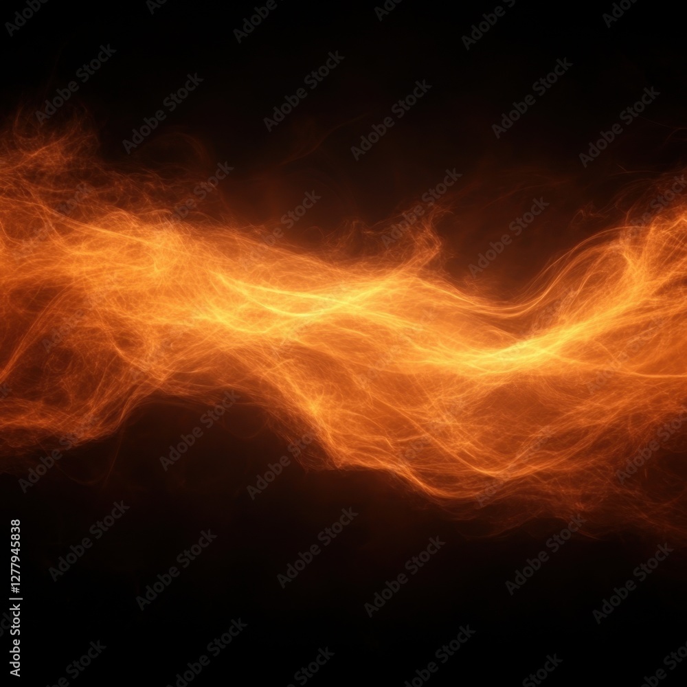 Poster abstract luminous orange energy wave on black background creating a dynamic and captivating visual e