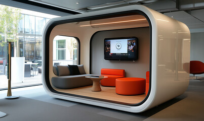 Fototapeta premium Executive Presentation Pod: A Sleek, Modern Room Designed for Professional Meetings