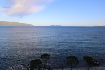 View of the small island of Sazan-seen from the coast of Vlora, Albania