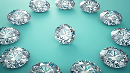 Diamond Circle: A Symphony of Sparkle on Teal.