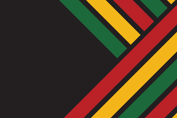 Red orange and green stripes on black background and copy space