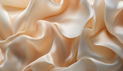 Draped beige silk fabric texture, studio shot, soft light, background blur, textile design