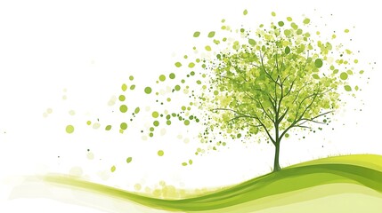 Serene Springtime Tree: A Whimsical Illustration of Nature's Renewal