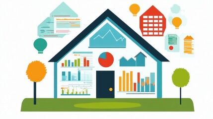 Data analytics inside a house symbolizing real estate market insights