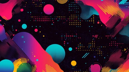 A vibrant, pixelated background with neon colors and a Y2K aesthetic, similar to a video game screen from the 8-bit era. Features abstract shapes and a glitchy, retro appearance.