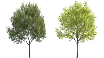 Fototapeta premium Two Young Trees: A Study in Spring Foliage
