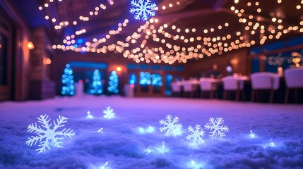 christmas tree and lights A staircase is decorated with a gold and green Christmas wreath
