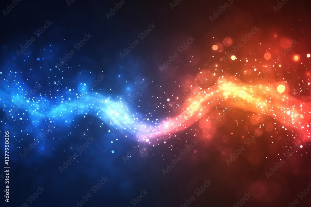 Poster abstract energy wave with blue and orange light effect on dark background creating dynamic visual an