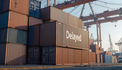 Fototapeta premium Stacked shipping containers with 