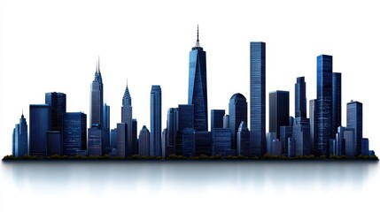 Obraz premium City skyline silhouette on a white isolated background.