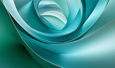 Fototapeta premium Bright Turquoise and Deep Green Spiral with Fast-Paced Circular Motion for a Dynamic Design