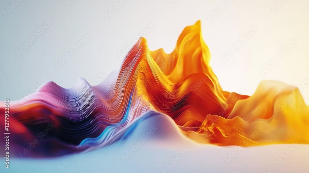 Poster mesmerizing digital abstract waves vibrant fluid motion and dynamic shapes