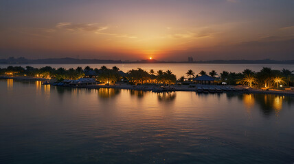 Obraz premium sunset over the lake