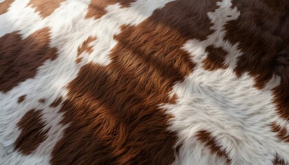 Brown and White Faux Fur Rug Texture, Abstract Animal Print Design, Cozy and Stylish Home Decor, Close-up Detail