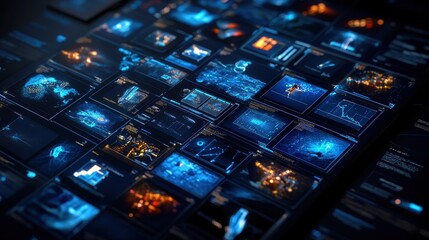 Collage of digital screens displaying various technologies and innovations.