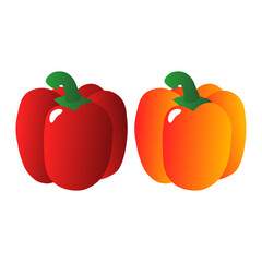 Hot Red Yellow Bell Pepper Vector. Whole Bell Pepper Element. Raw Bell Pepper Icon.
