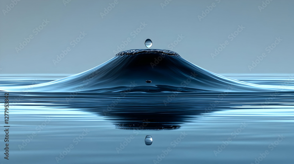 Aufkleber captivating macro shot of water drop collision forming abstract wave patterns in blue tones