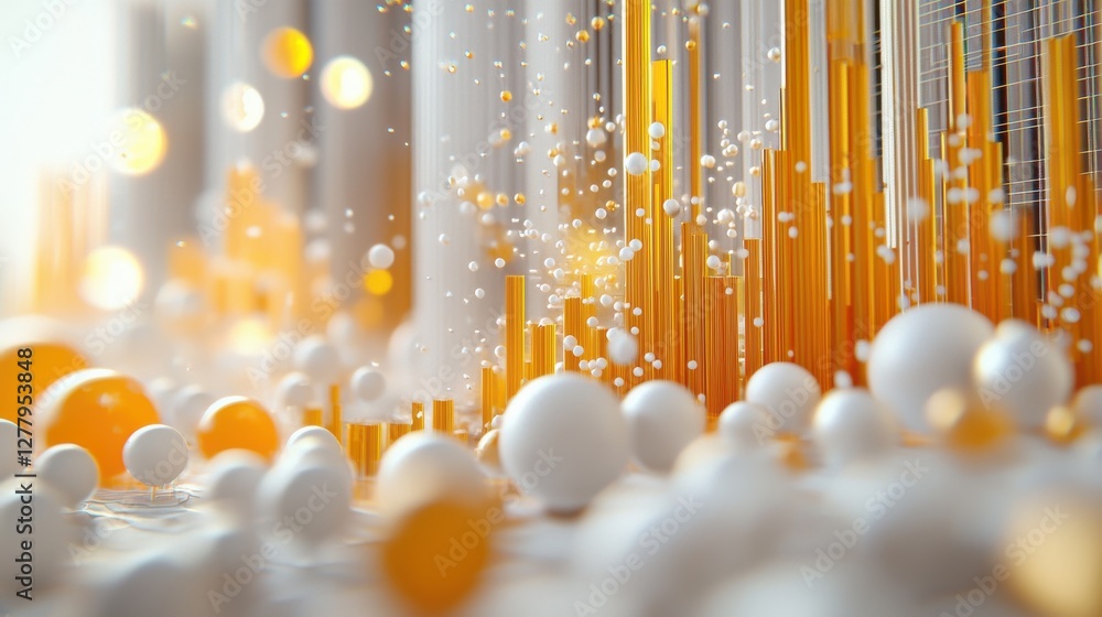 Poster mesmerizing spherical abstraction with shimmering bokeh lights and geometric patterns