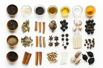 Explore a delightful array of spices and ingredients perfect for enhancing your culinary adventures in a rustic setup