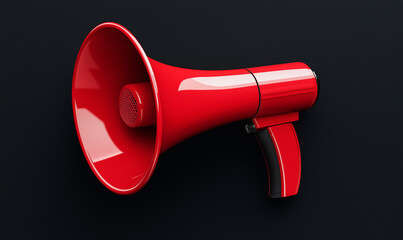 Red Megaphone on Solid Black Background for a Bold and Attention-Grabbing Design
