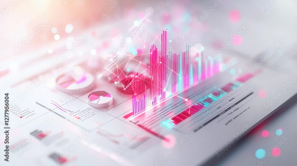 Poster dynamic colorful data analysis infographic background for financial and technology concepts