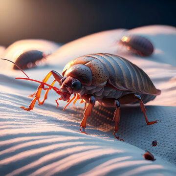 Bedbug or cockroach on blanket background insect pest image example illustration