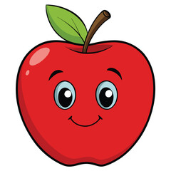 red apple with green leaf