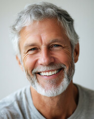 Fototapeta premium Smiling face, showing mental resilience boosted by personalized healthcare plans that support cardiovascular health improvement. 