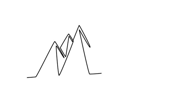 Mountain concept. Single line draw design. Full length animation illustration. High quality 4k footage.	
