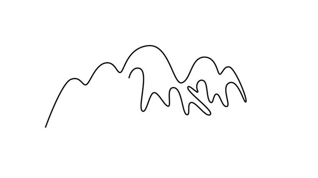Mountain concept. Single line draw design. Full length animation illustration. High quality 4k footage.	