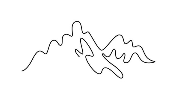 Mountain concept. Single line draw design. Full length animation illustration. High quality 4k footage.	
