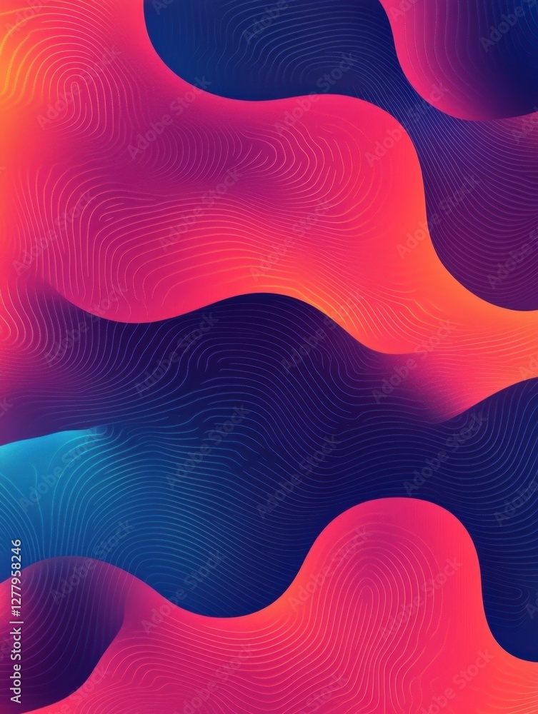 Poster vibrant abstract gradient waves with intricate line patterns in a modern artistic style for creative