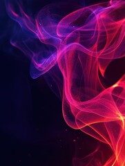 Fototapeta premium Abstract digital art with vibrant flowing lines of pink and purple energy on a dark background creating a dynamic and modern visual effect