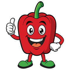 happy bell pepper character giving double thumbs
