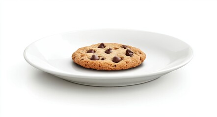 Delicious Chocolate Chip Cookies on a Pristine White Plate with a Clean Background