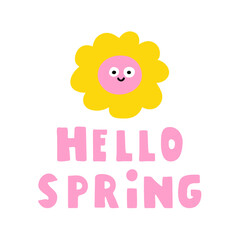 Cute flower. Hello spring. Illustration on white background.