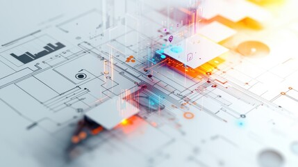 Glowing Abstract Futuristic Digital Technology Pattern Design