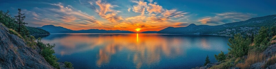 Lakeside Sunset over Calm Water