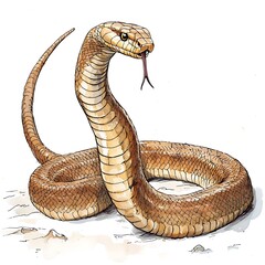 Fototapeta premium Majestic Desert Cobra A Watercolor Illustration of a Brown Snake