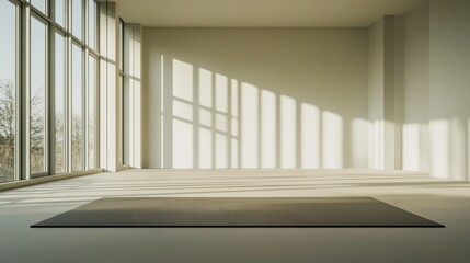 Fototapeta premium Knee exercises on a yoga mat in a clean minimalist space. Featuring rehabilitation and strength