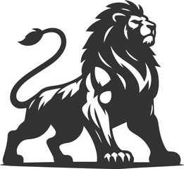 A lion with a battle ready stance