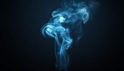 Blue smoke plume rising against dark background, abstract design element