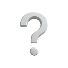 Naklejka premium White Question Mark: 3D Render, Symbol, FAQ isolated on transparent background