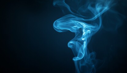 Blue smoke swirls dark background, abstract design