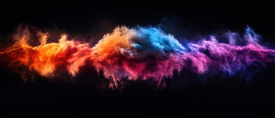 Fototapeta premium Abstract explosion of vibrant colorful powder against a dark background creating a dynamic and artistic visual effect with a modern style