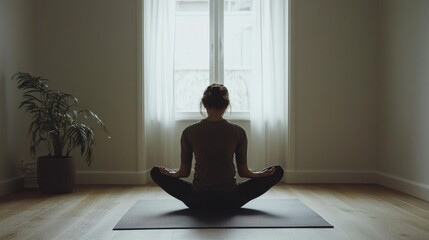 Knee exercises on a yoga mat in a cozy minimalist room. Featuring flexibility and strength