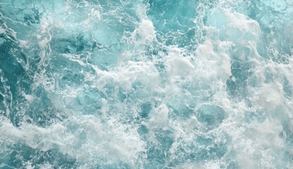 Obraz premium Foamy Turquoise Ocean Waves; Close-up View