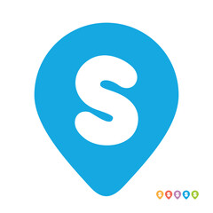 Letter S location map pin icon, initial S gps pointer symbol vector illustration